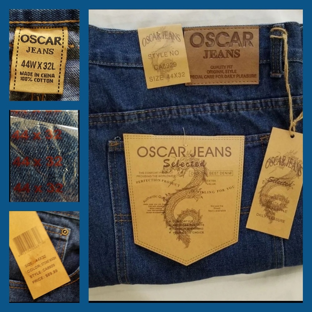Men's NWT 44 X 32 OSCAR 7 POCKET JEANS
